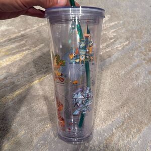 Disney Parks Walt Disney World Starbucks Tumbler with Straw 24oz GUC